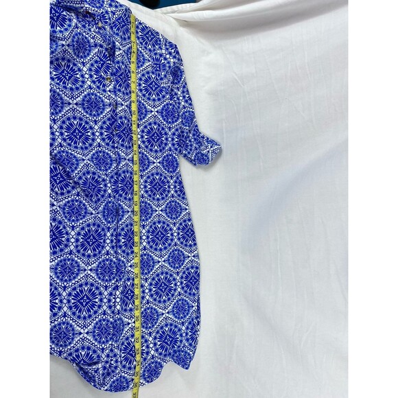 Jude Connally Susanna Dress Tribal Medallion Cobalt Blue White Large